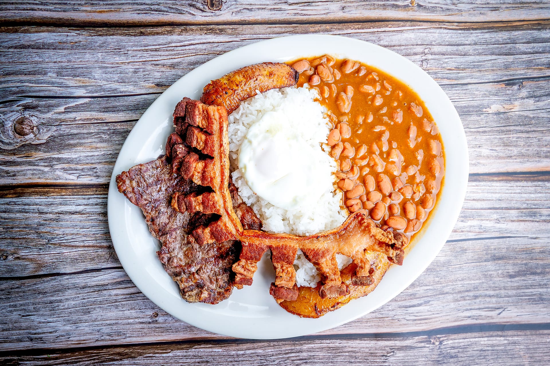 Bandeja paisa ready for pickup at Delicias Colombianas Hyde Park