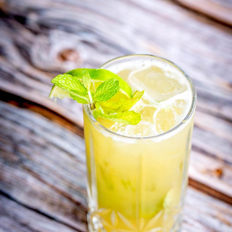 Fresh lemonade with mint, top-down